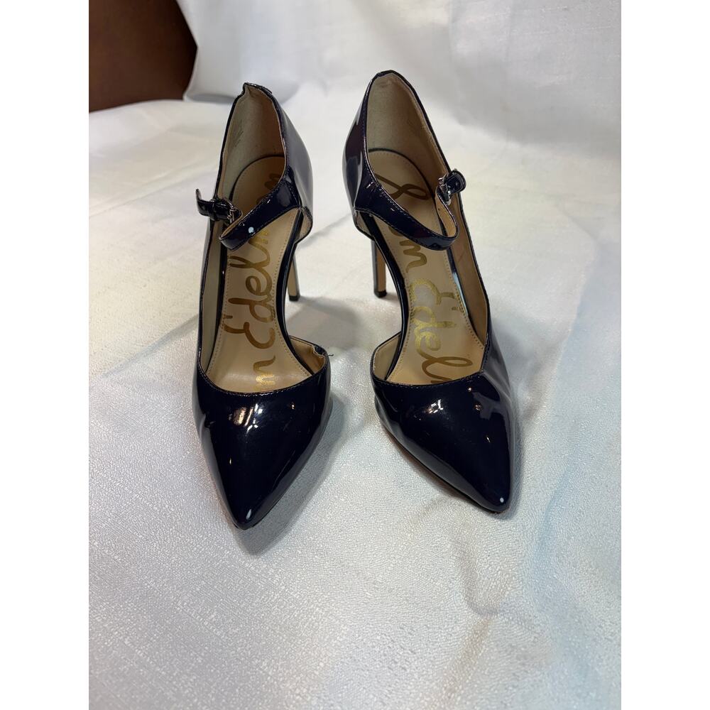 Sam Edelman Nora Navy Blue Patent Leather Heels Size 7 - Picture 12 of 15